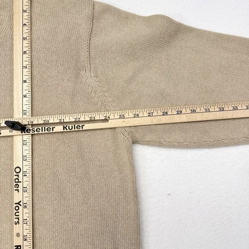 Vintage LL Bean Sweater Mens Size XL Tall Tan V Neck Pullover Knit Casual‎